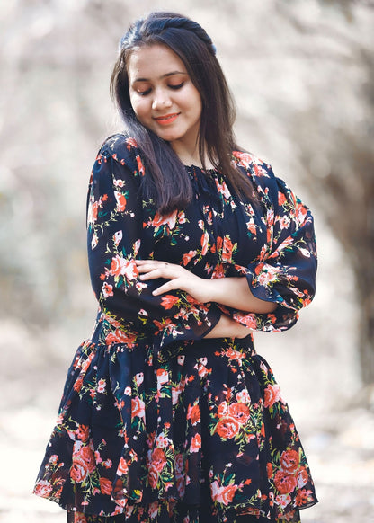 Midnight Bloom Floral Dress - Vastronomy - Dress