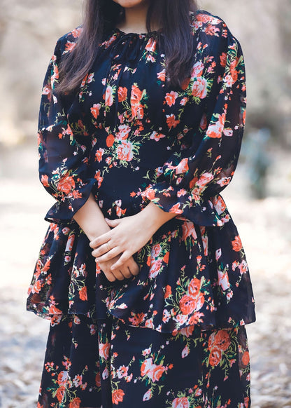 Midnight Bloom Floral Dress - Vastronomy - Dress
