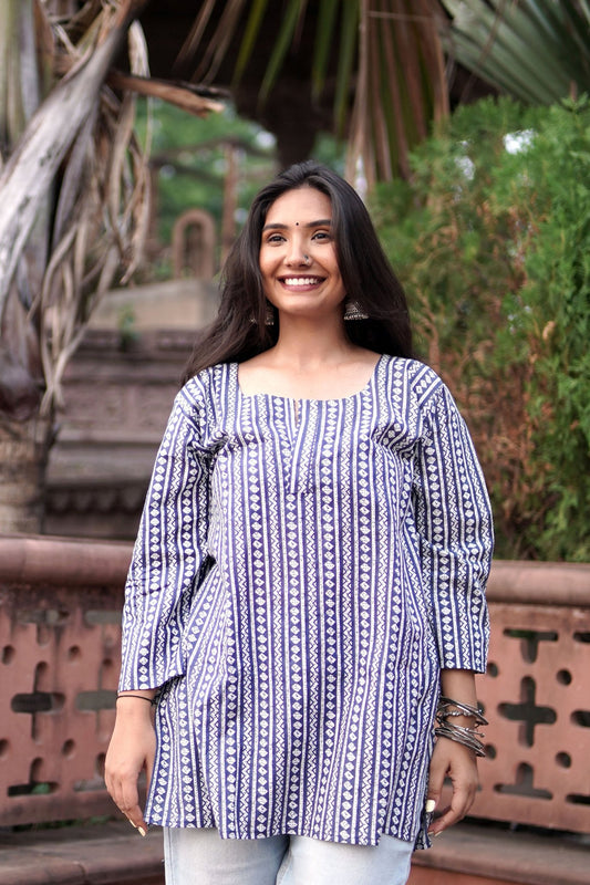 Neel - Oversize Short Kurti - Vastronomy - Short Kurti