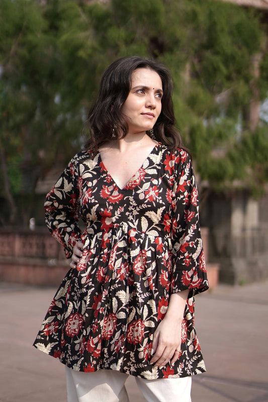 Chhaya - Floral Short Kurti - Vastronomy - Short Kurti