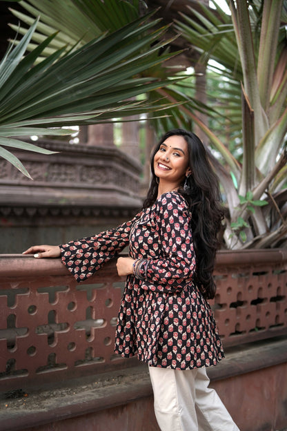 Saayra - Small Flowers Short Kurti - Vastronomy - Short Kurti