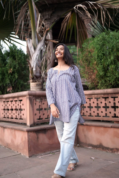 Neel - Oversize Short Kurti - Vastronomy - Short Kurti