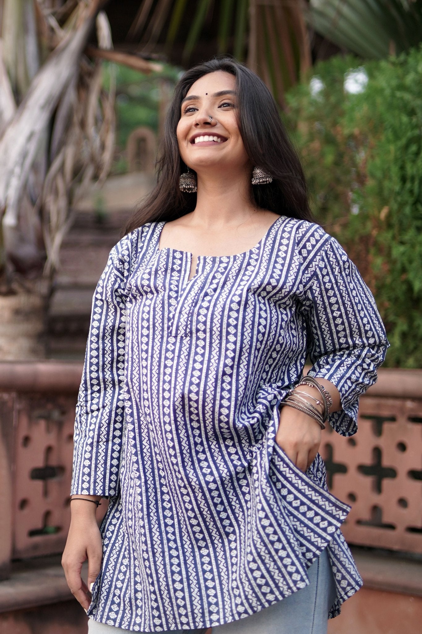 Neel - Oversize Short Kurti - Vastronomy - Short Kurti