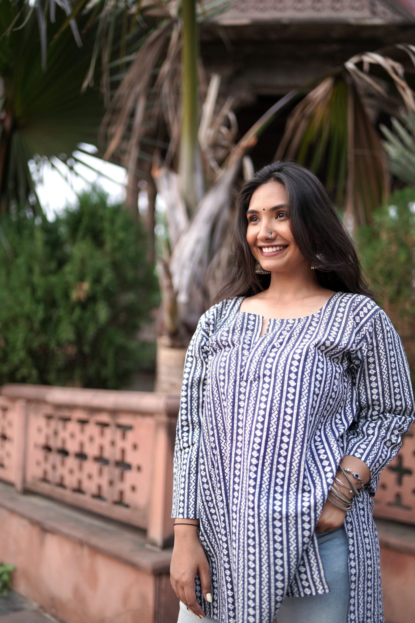 Neel - Oversize Short Kurti - Vastronomy - Short Kurti